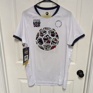 Round 21 USA Alex Morgan Soccer top NWT White short sleeve Ladies L Limited Edit